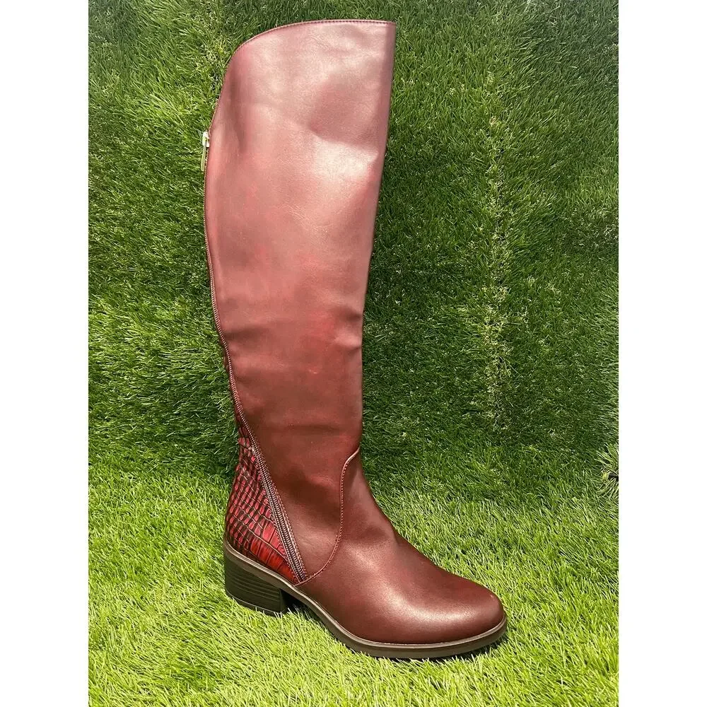 White Mountain Women's 8.5M Cushaw Cordovan Double Zip Tall Boots